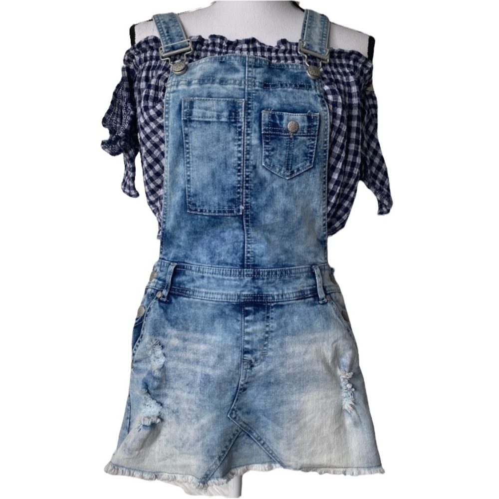 Rue 21 Denim Overall Mini Jean Skirt Dress Size 5/6